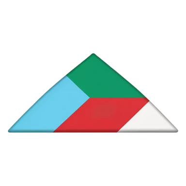 Create a flat emoji-style icon of the Baloch national flag: two equal horizontal stripes (top red, bottom green), with a cyan/light-blue triangle on the left side pointing to the middle, and a white five-pointed star centered inside the triangle. Use bold solid colors, no gradients, no text. sticker