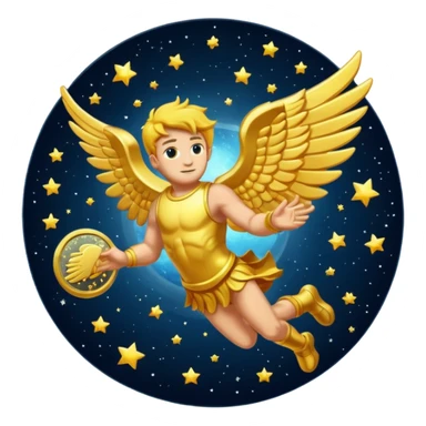 Icarus gold coin projected into space sticker