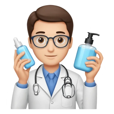 doctor man holding skincare products sticker