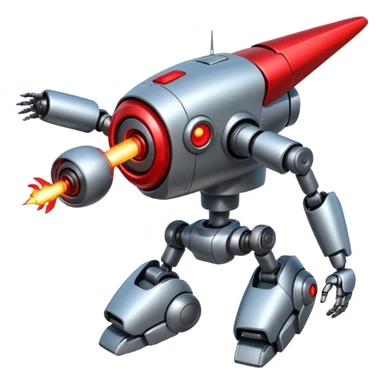 new character...robot being hit with a red beam by a flying robot sticker