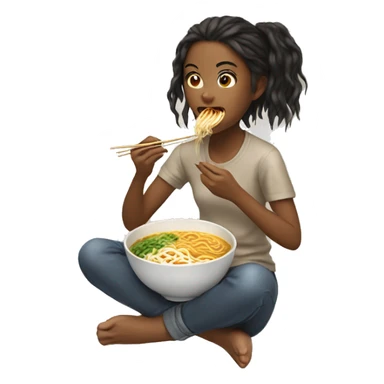 Girl eating ramen sticker