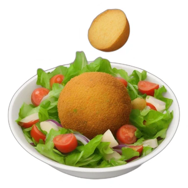 falafel balls in a bowl of salad and potatoes sticker