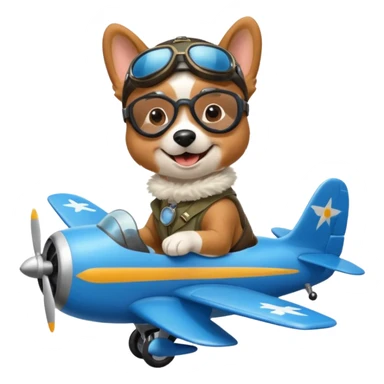 dog pilot riding blue plane sticker