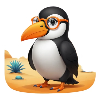 Fluriflura is a bird-like creature, most commonly described as resembling a toucan with circular orange glasses. Although, the translation states it's a penguin in the desert that goes "blah blah blah," so this implies that it's a penguin-toucan hybrid. sticker