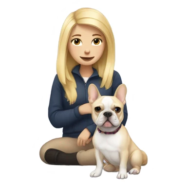 Blonde girl with French bulldog  sticker