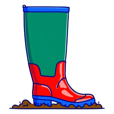 red and blue patterned wellington boots with mud splashes sticker