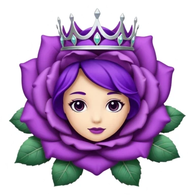 Purple rose with silver tiara and a purple emblem leaf wreath sticker