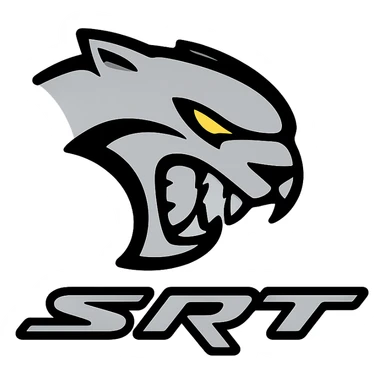 Hellcat SRT logo, chrome effect, muscular, racing-inspired sticker