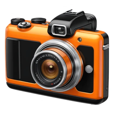 Transform this into a stylized 3D emoji-style icon of a retro [Olympus Stylus 300 Digital] sticker