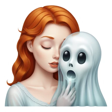 Ginger haired woman kissing ghost  sticker