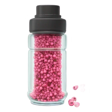 pink peppercorn in grinder bottle sticker