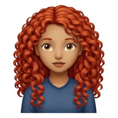 Chica morena clara con el pelo con rizos ni tan sueltos pelo largo  pero tampoco como un afro del color rojo no tan llamativo sticker