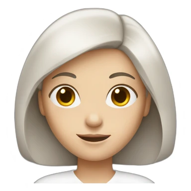 White woman with dark brown hair holding a book sticker