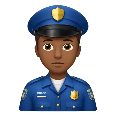 I want you to create an emoji of a sergeant, like a police officer. He should be a young guy with dark brown hair, brown eyes, medium-dark skin, shown from the chest up, and with the text “comisario morcuende” sticker