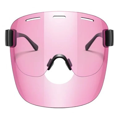 pink tinted shield visor glasses, frameless Y2K style, one continuous lens, minimalist design sticker