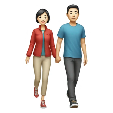 a Chinese couple taking walk sticker