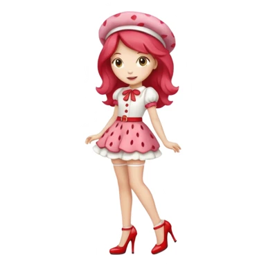 pretty and cute realistic modern day strawberry shortcake full body with high heels emoji sticker