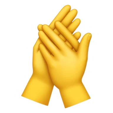 two hands crossed like someone setting on table and it's yellow and to be from side  sticker