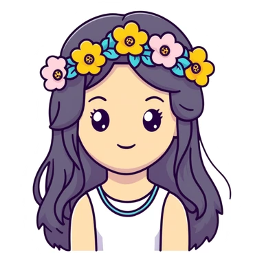 cute girl with long hair and flower crown sticker
