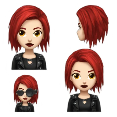 Punk gothic girl red hair sticker