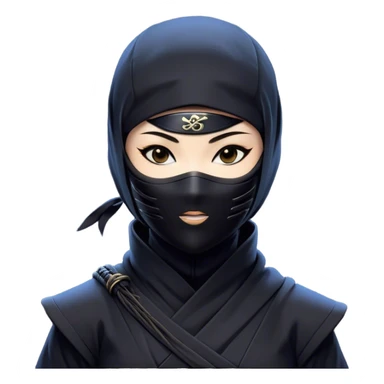 Clash of Clans aesthetic: Beautiful and Majestic Ninja Portrait Emoji, Rendered in serene poise with a gentle, confident smile and a refined masked visage, showcasing a sleek, artfully poised figure exuding calm and determined elegance in natural skin tone, Simplified yet exquisitely endearing features, highly detailed, glowing with a soft, drowsy nocturnal light, high shine, relaxed and utterly noble, stylized with an air of timeless stealth, soft glowing outline, capturing the essence of a majestic ninja whose graceful presence inspires epic covert adventures! sticker