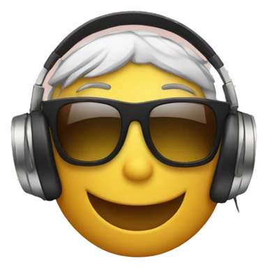 sunglasses smiley wearing headphones sticker