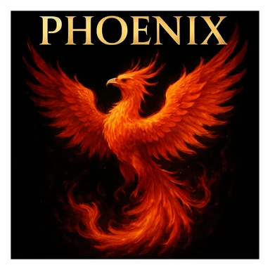 make image of phoenix with title, black background sticker
