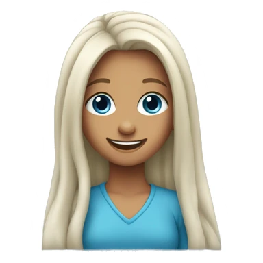 girl with long blue hair and smiling sticker