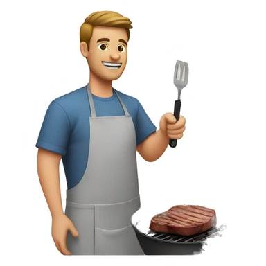 guy cooking a steak at a barbecue  sticker