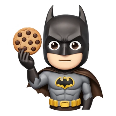 batman holding a chocolate chip cookie sticker