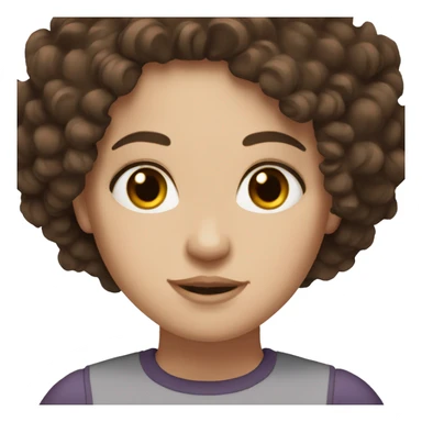 white girl with dark brown curly hair and brown eyes sticker