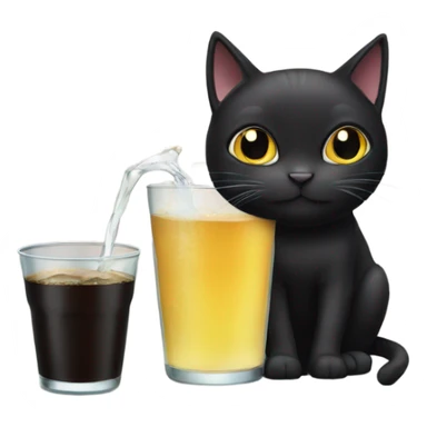 black cat drinking  sticker