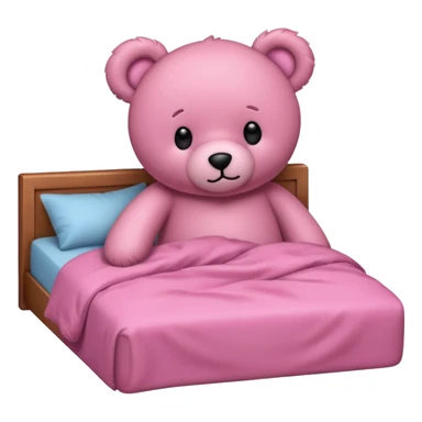 Fuzzy Pink teddy bear in bed  sticker