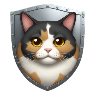 Fat calico cat with a shield  sticker