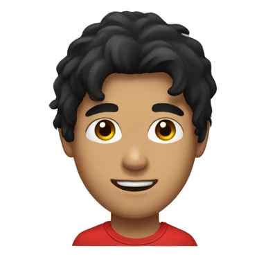 A young guy with long black hair, wearing a red shirt, and a black patch over his right eye sticker