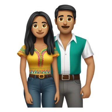 Crea una pareja donde el es mexicano y ella colombiana sticker