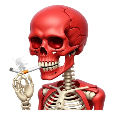 Scary red skull with body and smoking sticker