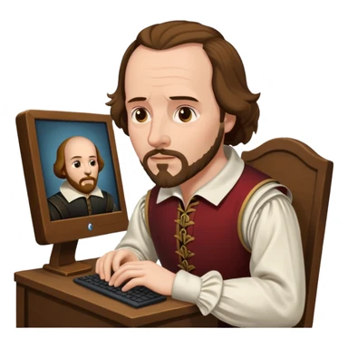 Shakespeare portrait very faithful to original portrait dealing with a computer sticker