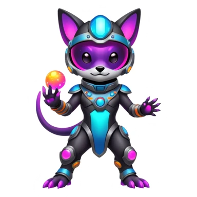 Epic Edgy Cute Colorful Vibrant Dark Nebula Modern Vernid-Protogen-creature-animal, full body sticker