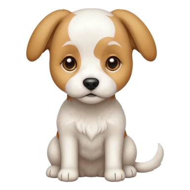 a full body white beagle x maltese x chi dog the size of a kelpie with light brown ears and a light brown patch on one eye sticker