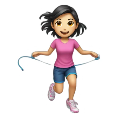 Asian girl jump roping sticker
