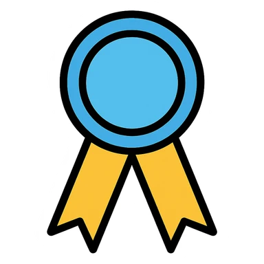 blue ribbon icon with color outline sticker