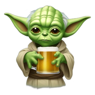 yoda drining a beer sticker