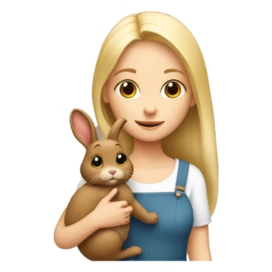 Blonde girl holding brown bunny  sticker