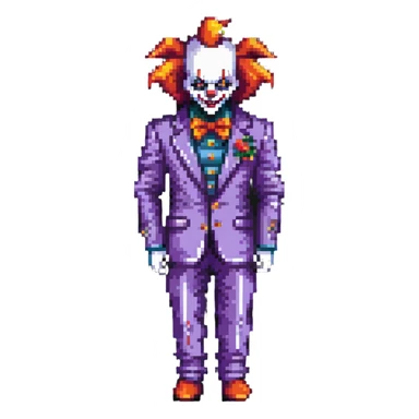 demonic clown wearing a leisure suit sticker