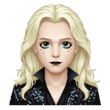 Lestat de Lioncourt with long platinum blonde hair, black sequin outfit sticker