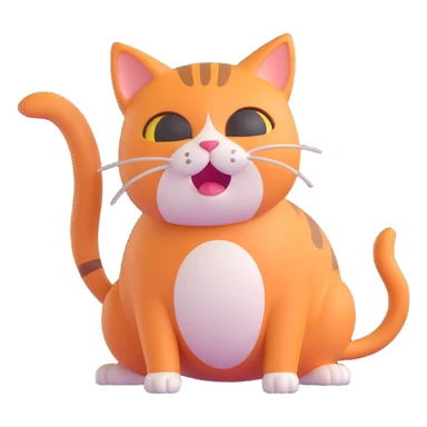 cartoon cat pooping, exaggerated expression sticker