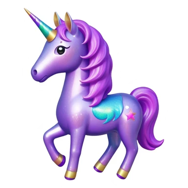 purple gliter  unicorn toy facing camera sticker
