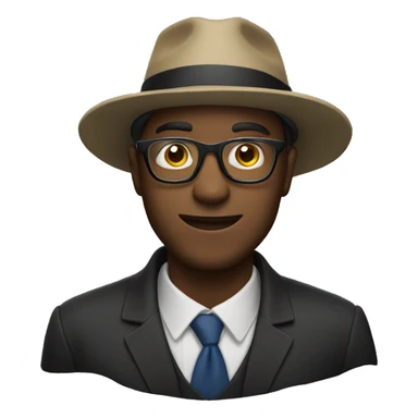 male with glasses and hat sticker