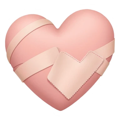 A minimalist pastel illustration of a heart with a small bandage, inspired by the ❤️‍🩹 emoji. Soft pastel colors — dusty pink, blush, baby peach, and cream tones. Gentle lighting, smooth gradients, and a calm, soothing aesthetic. Flat vector style on a light neutral background. sticker